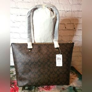 NWT Coach Black/Brown Tote